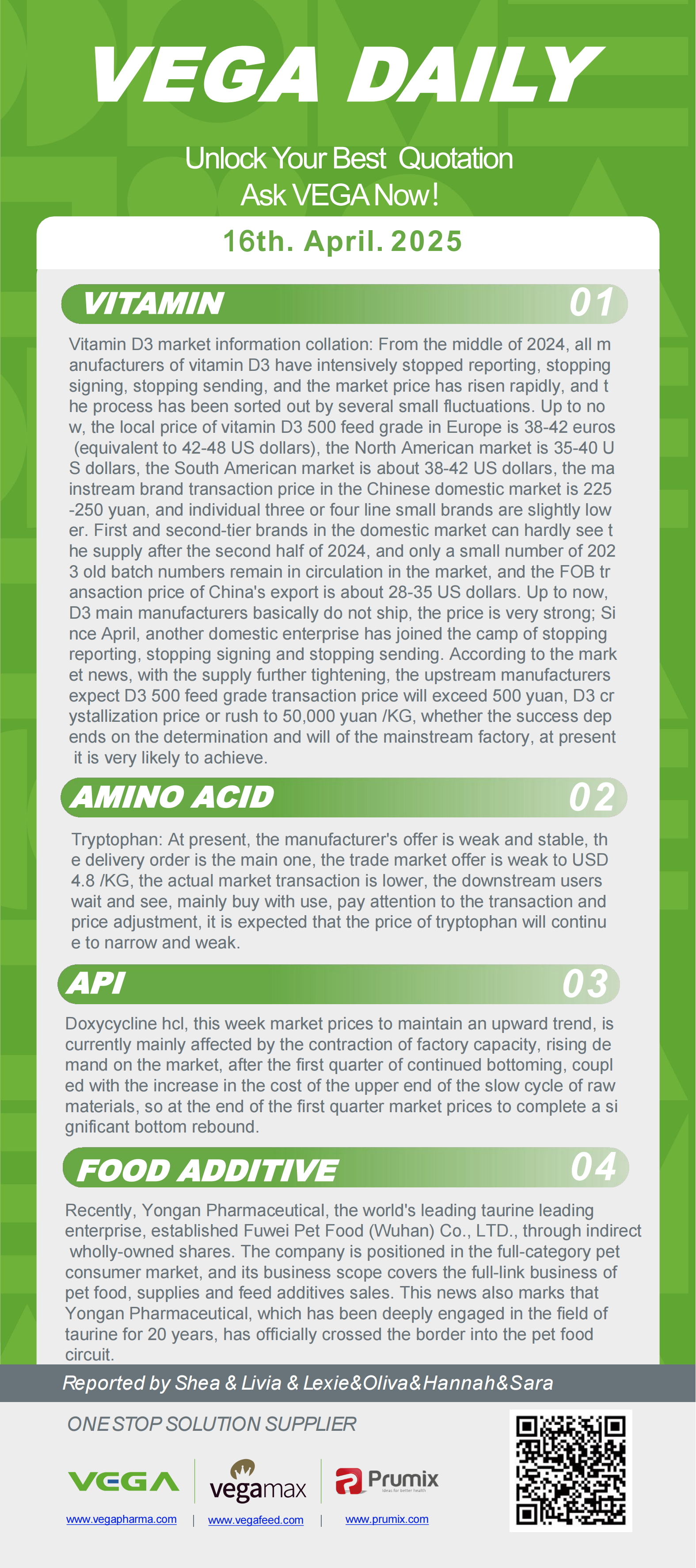 Vega Daily Dated on Apr 16th 2025 Vitamin Amino Acid APl Food Additives.jpeg